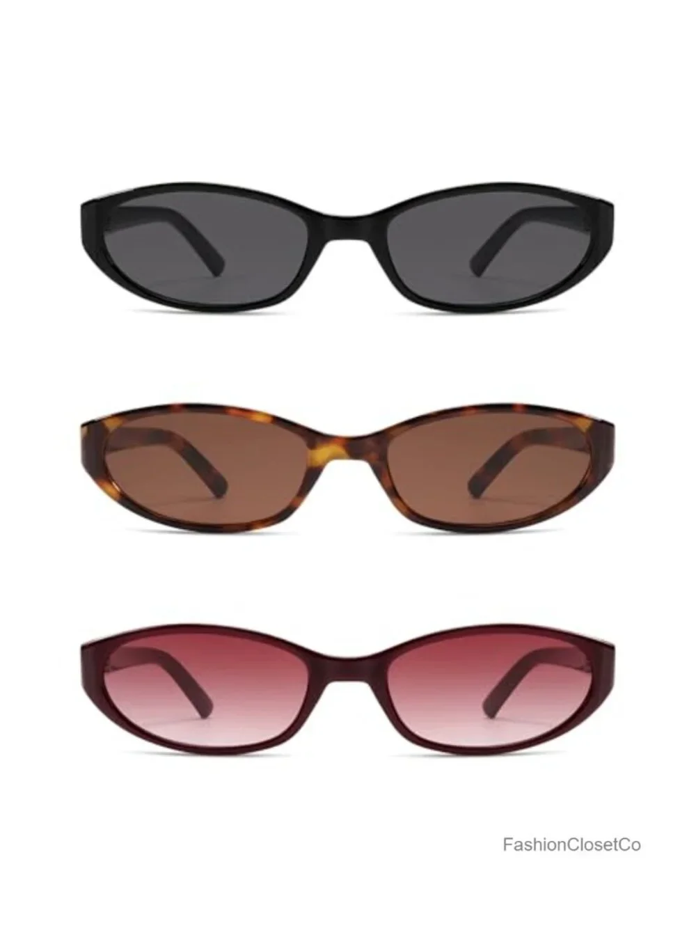 Y2K Oval Sunglasses Cateye Shades 3-Pack Microfiber Cloth Cleaning Kit
